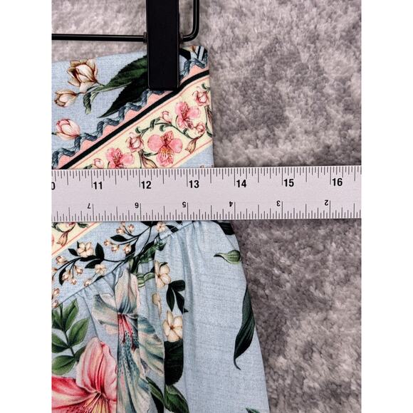 Agua Bendita Skirt Medium Womens Violet Smocked Blue Floral Mini - Picture 4 of 6